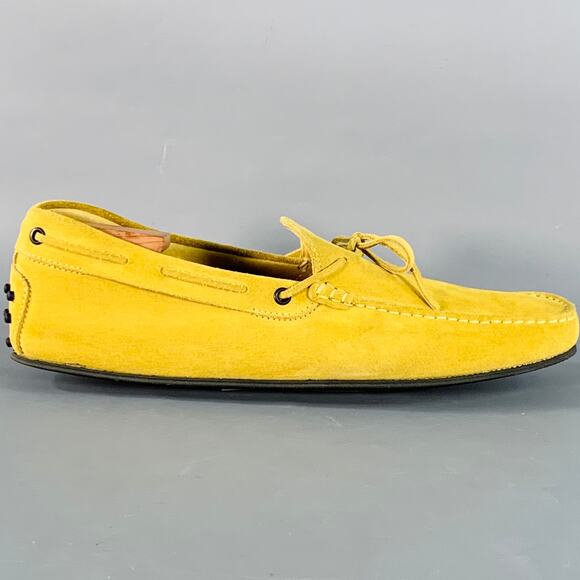 TOD\'S Size 12.5 Yellow Suede Rubber Sole Drivers Loafers main image 6